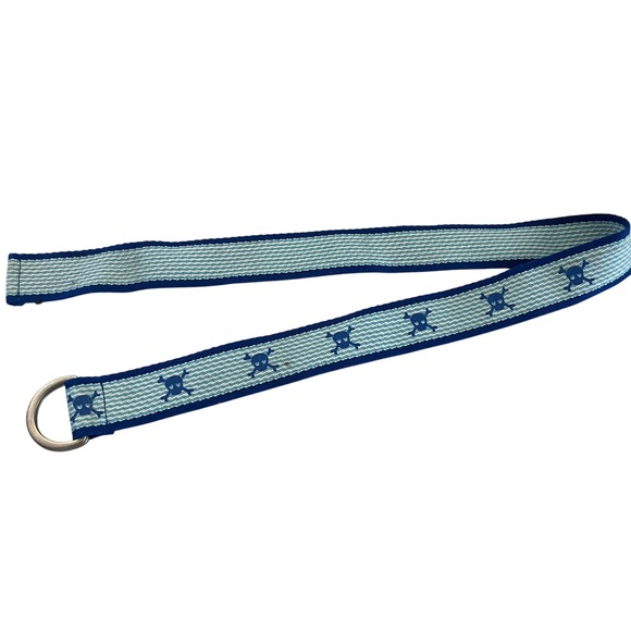Other - D-Ring Belt Blue Skull & Crossbones Woven Preppy‎ Nautical Coastal Casual